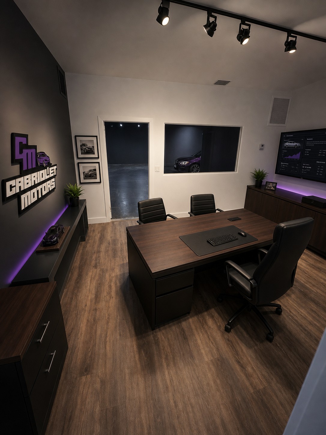 Concept rendering of the owner's office overlooking the showroom
