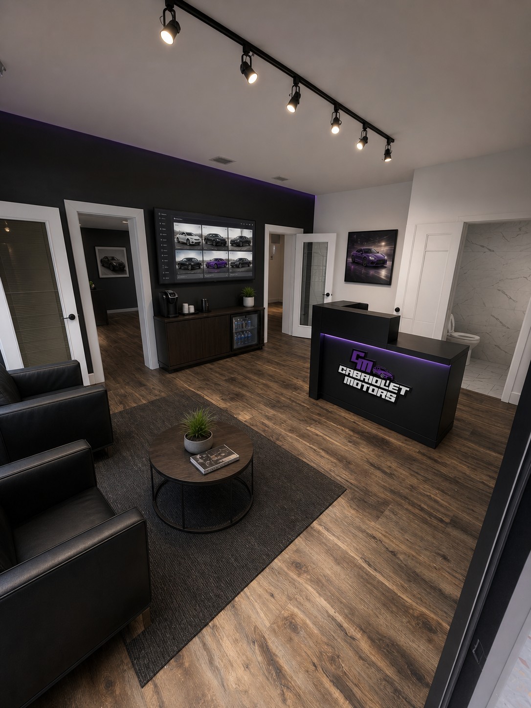 Concept rendering of the Cabriolet Motors customer lobby and consultation area